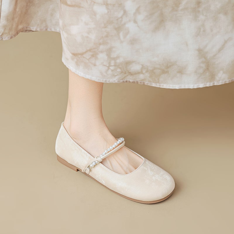 Giày Ballet Cute Round Toe Ballet Shoes Shallow Mouth One-Strap Shoes - Image 3